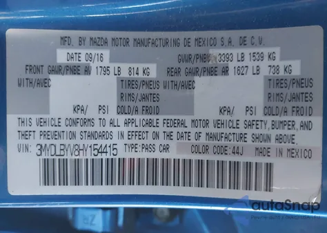 2017 Toyota Yaris Ia from USA, damaged, VIN 3MYDLBYV8HY154415